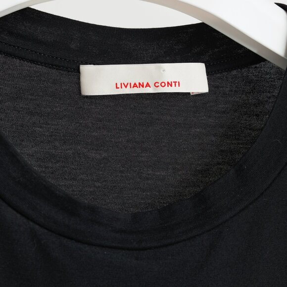 Liviana Conti Black & Beige Cotton T-Shirt Midi Dress - Picture 6 of 8